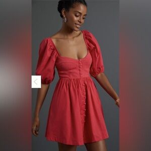 Anthropologie Maeve Puff sleeve sweetheart mini dress size XS coquette‎ girl